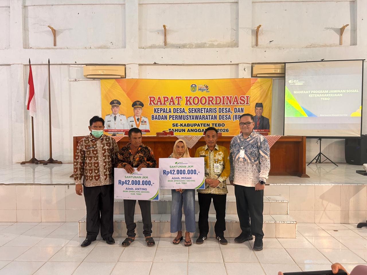 BPJS Ketenagakerjaan dan Pemkab Tebo serahkan santunan Program Jaminan Kematian