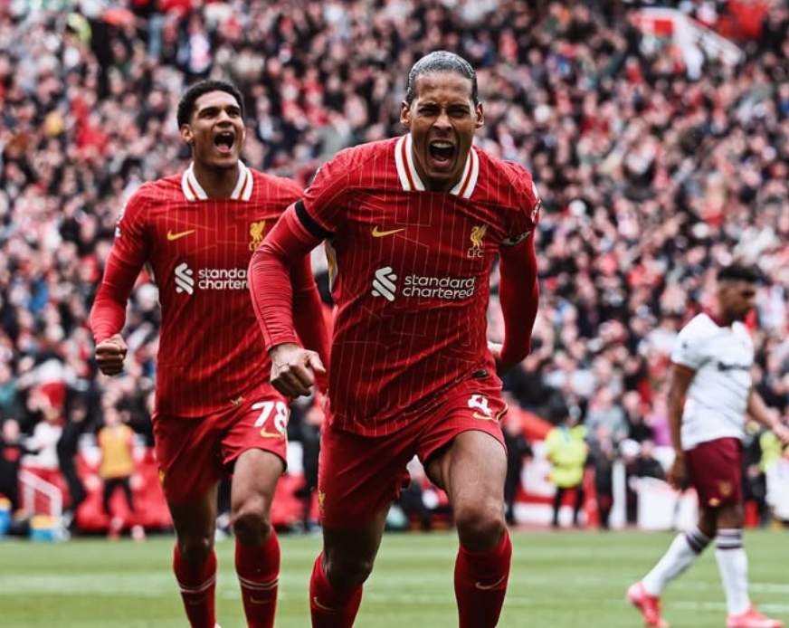 Hasil Liga Inggris: Liverpool 2-1 West Ham, Van Dijk Cetak Gol Kemenangan di Menit 89