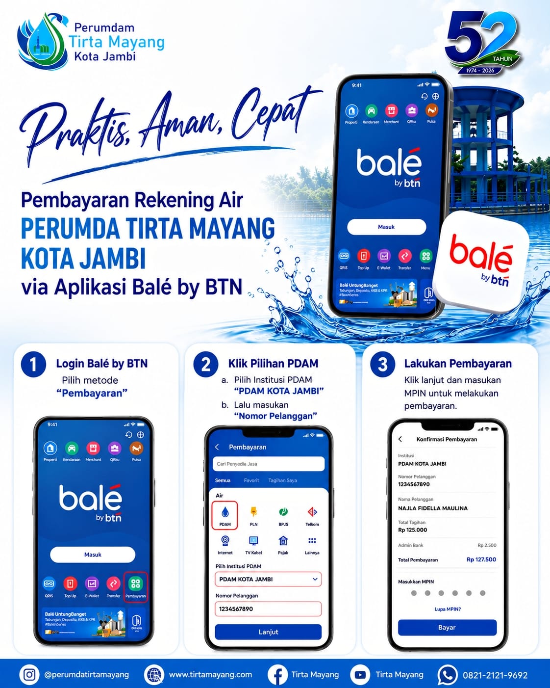 Bayar Rekening Air Tirta Mayang Kini Bisa Lewat Balé by BTN