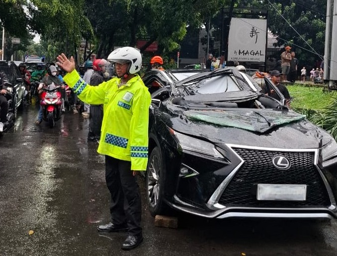 Polisi Jelaskan Peristiwa Mobil Lexus Tertimpa Pohon hingga Tewaskan Pengemudi