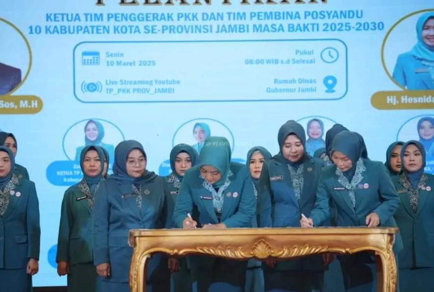 Ketua TP PKK Kabupaten/Kota se-Provinsi Jambi Resmi Dilantik, Ririn Novianty Jabat Ketua TP PKK Muaro Jambi