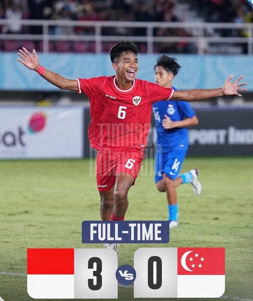 Hasil ASEAN Cup U-16 2024: Timnas Indonesia Bantai Singapura, Skor 3-0