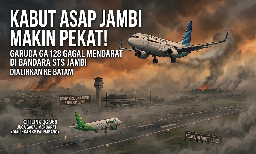 Kabut Asap Makin Pekat, 2 Pesawat dari Jakarta Gagal Mendarat di Bandara Jambi hingga Harus Dialihkan
