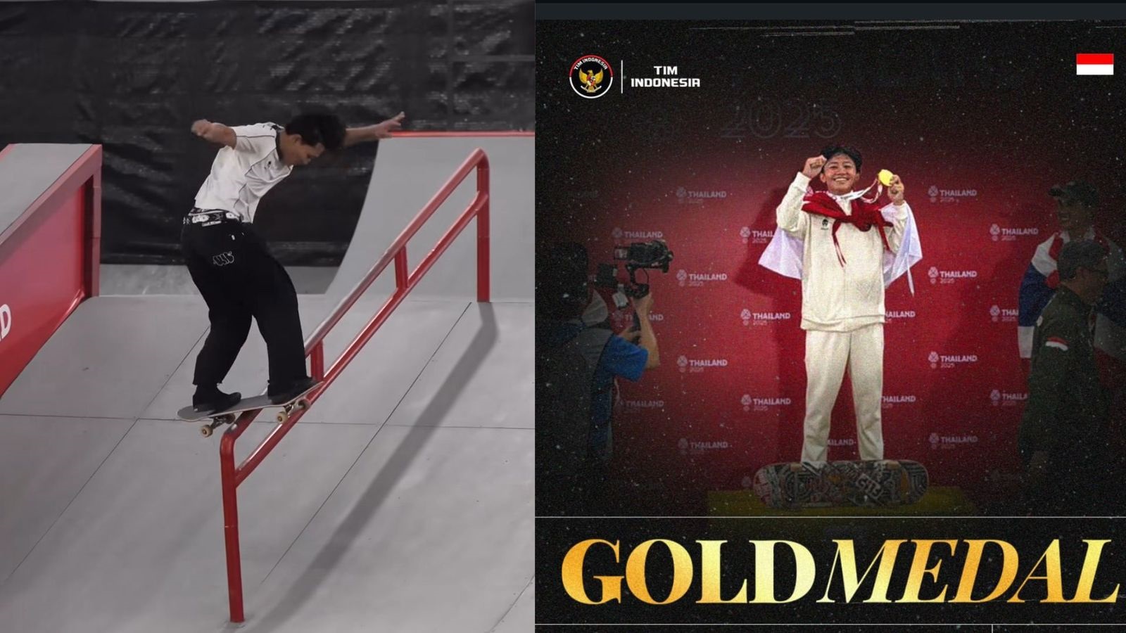 Bangga! Basral Graito Antar Indonesia Sabet Emas Cabang Skateboard SEA Games 2025