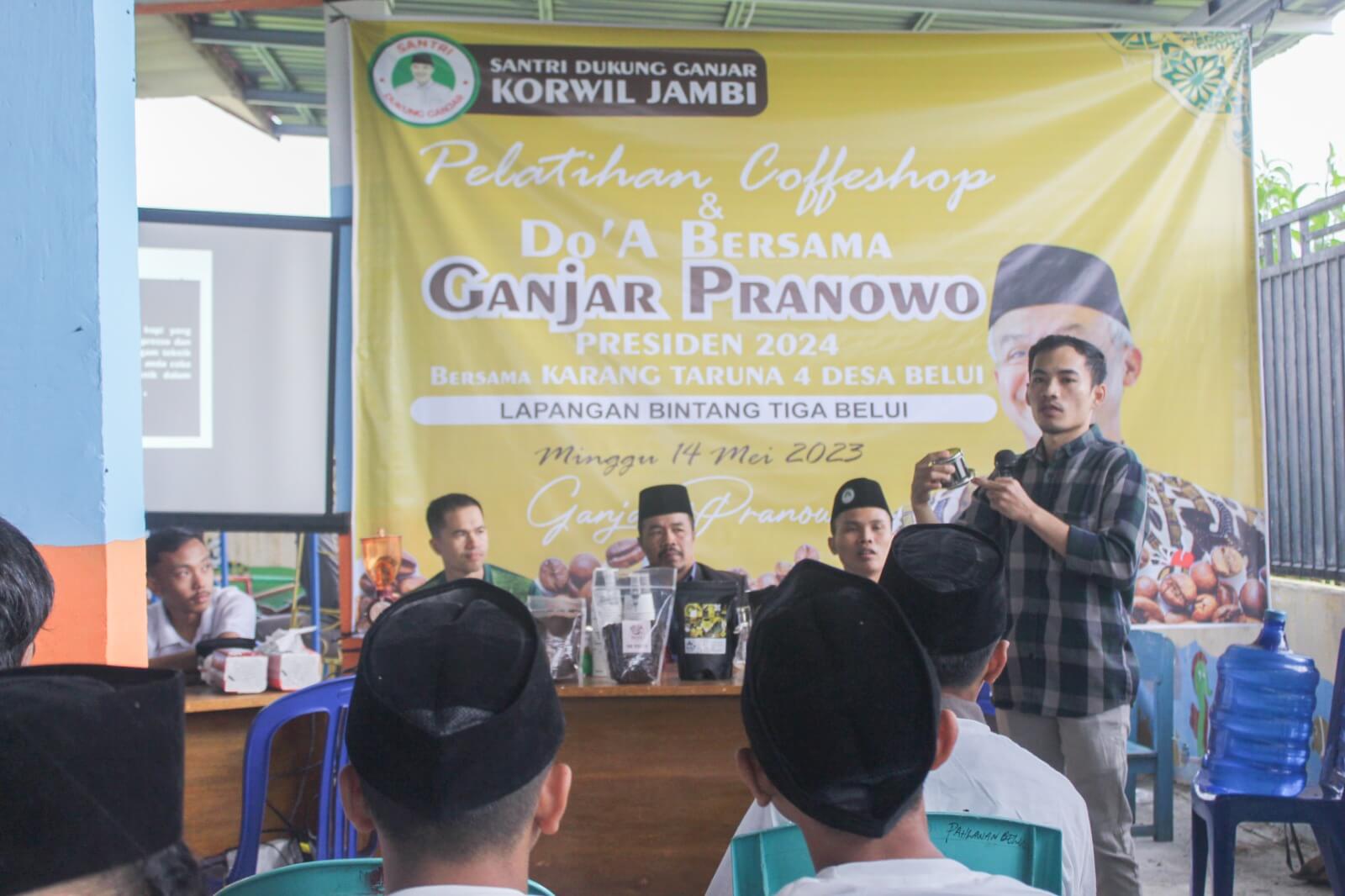 Santri Dukung Ganjar Adakan Training Usaha Coffee Shop di Kerinci