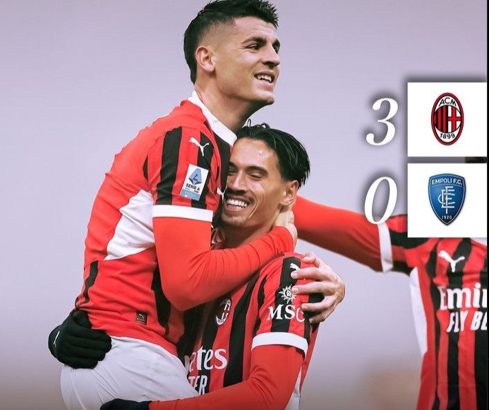 Kemenangan Meyakinkan, AC Milan Bungkam Empoli 3-0 di San Siro