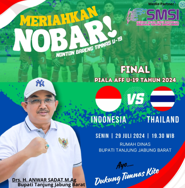 Ramaikan!! Anwar Sadat Gelar Nobar Dihalaman Rumdis Final AFF CUP U-19