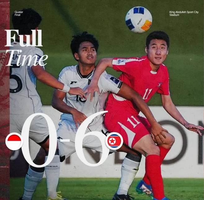 Dibantai Korea Utara 6-0, Timnas U-17 Indonesia Tersingkir dari Piala Asia 2025