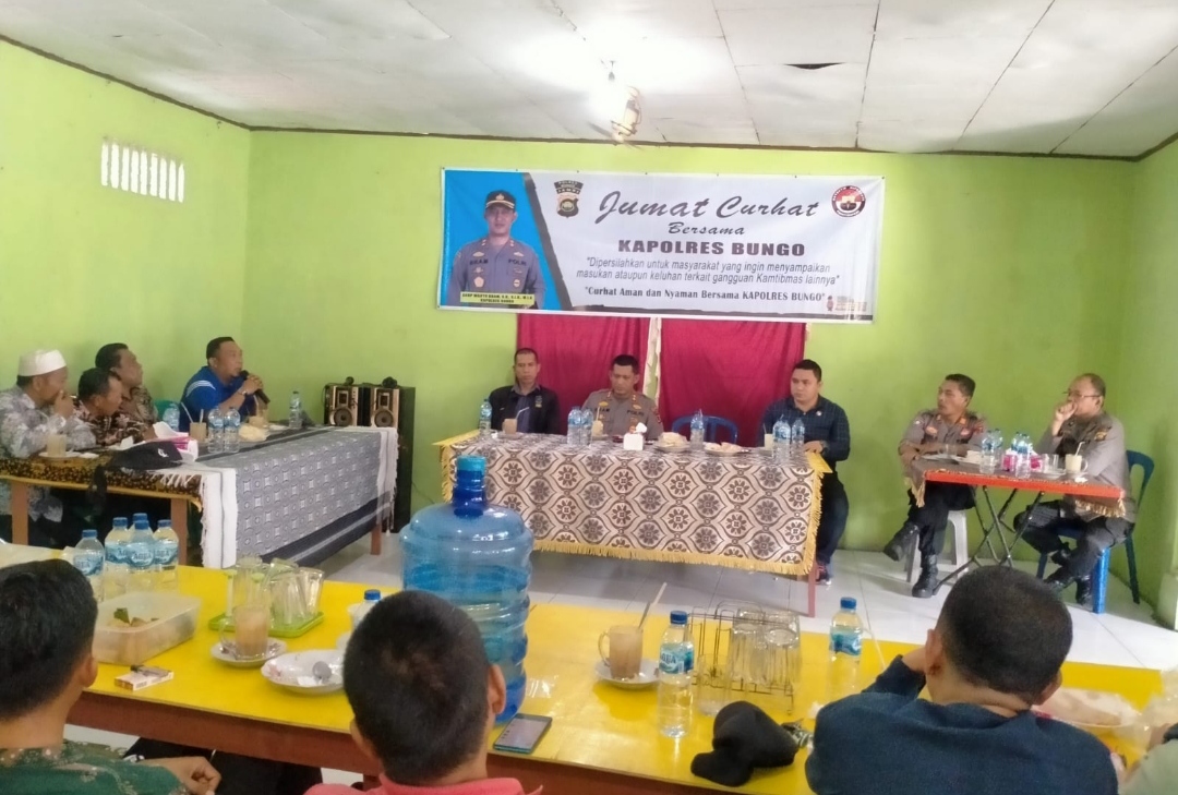 Jumat Curhat ,Kapolres Bungo Ajak Masyarakat Kecamatan Rimbo Tengah dan Bungo Dani Cegah Narkoba