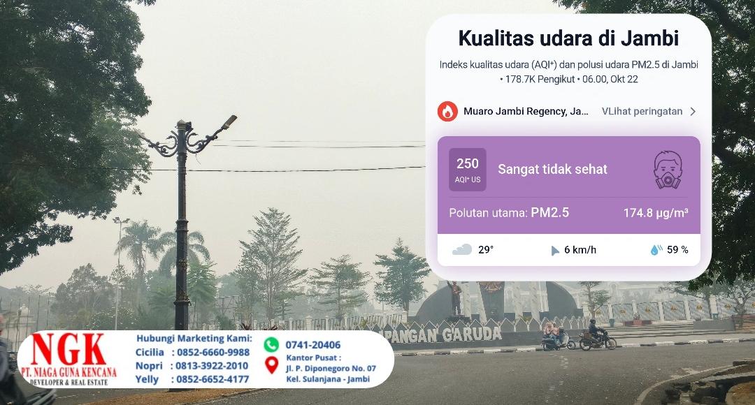 Kabut Asap Menebal Sejak Pagi, ISPU Kota Jambi Tembus 250
