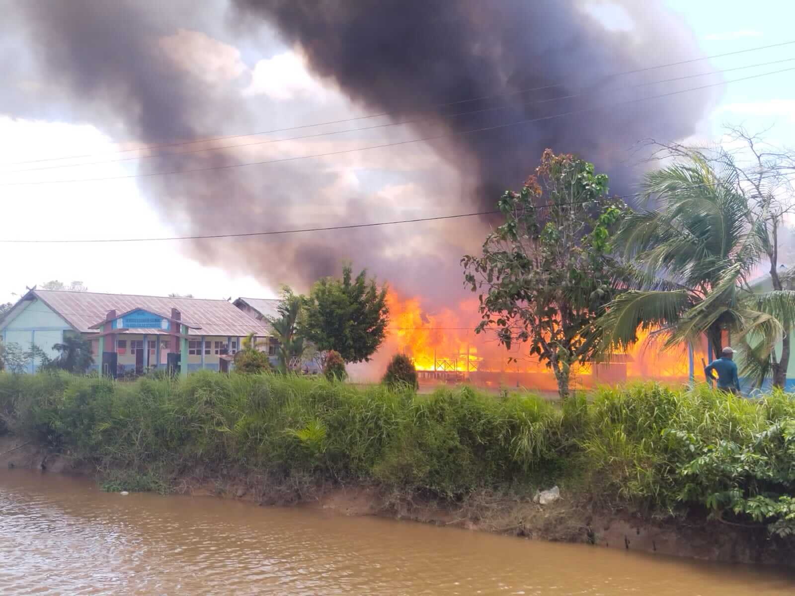 BREAKING NEWS : SDN 105 di Desa Rantau Makmur Tanjab Timur Hangus Terbakar