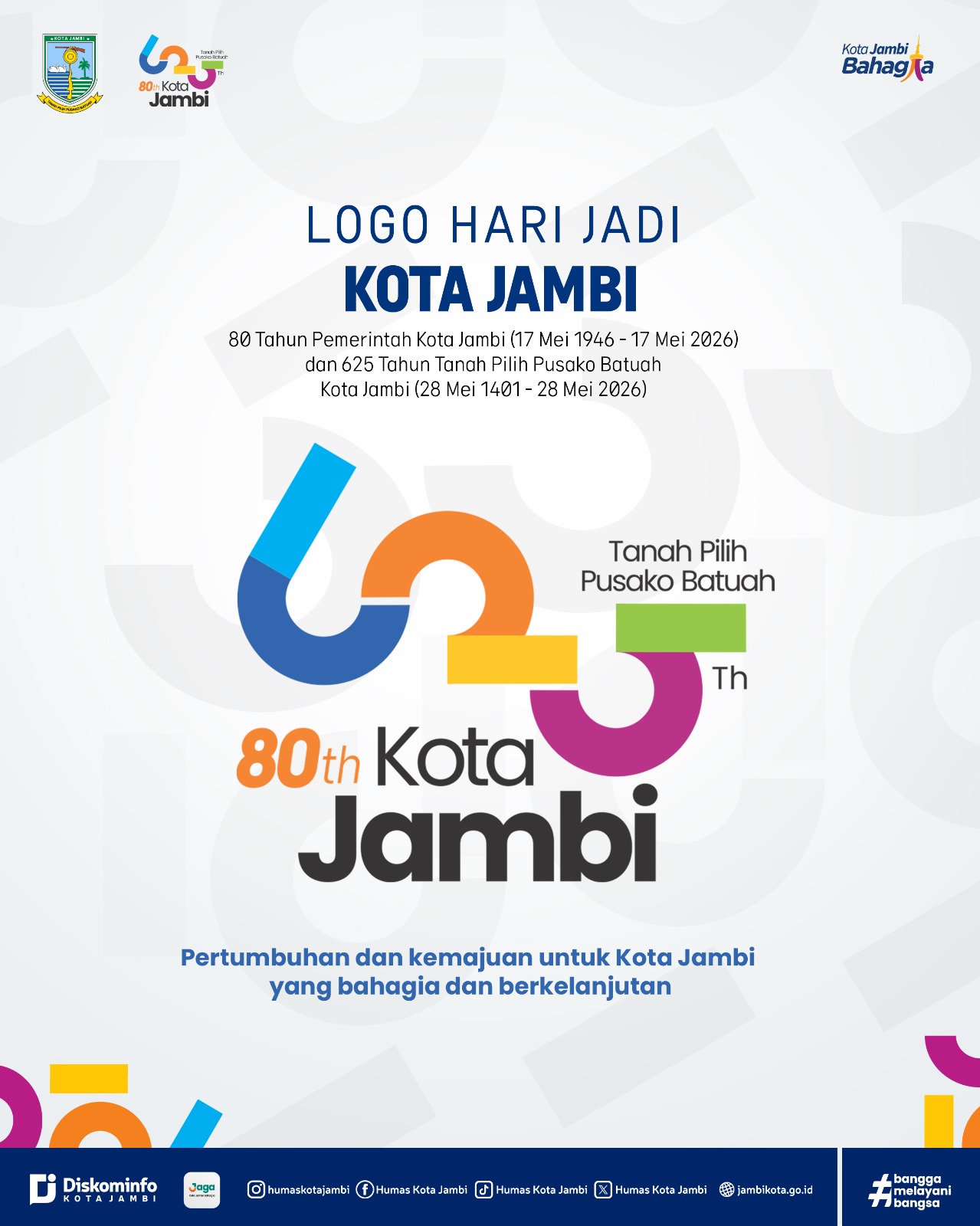 Simak! Ini Logo HUT ke-80 dan 625 Tahun Kota Jambi yang Baru Dirilis Pemkot Jambi