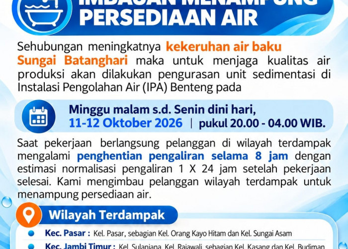 Pengurasan IPA Benteng Berlangsung 8 Jam, Pelanggan Diimbau Segera Tampung Air