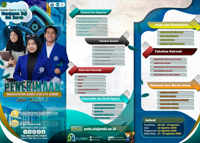 UIN STS Jambi Buka PMB Jalur Mandiri 3, Ada Prodi Baru yang Bisa Jadi Pilihan Calon Mahasiswa