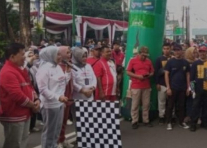 Pj Wali Kota Jambi Sri Purwaningsih Lepas Jalan Santai HUT PGRI dan Senam Bersama ASN