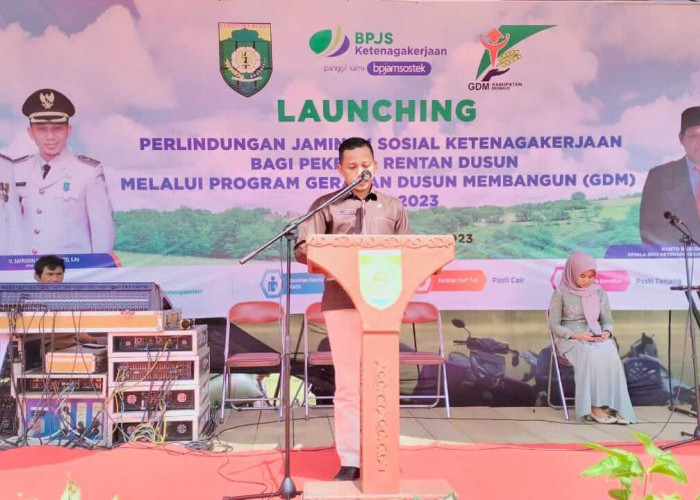 Wabup Bungo Launching Perlindungan Jaminan Sosial Ketenagakerjaan Bagi Pekerja Rentan Dusun Melalui GDM