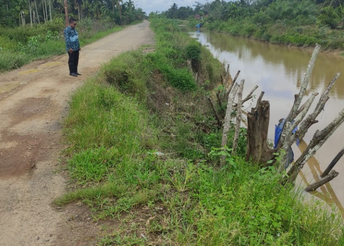 Abrasi di Pinggir Sungai Desa Rantau Makmur Tanjab Timur Sudah Memakan Badan Jalan Umum