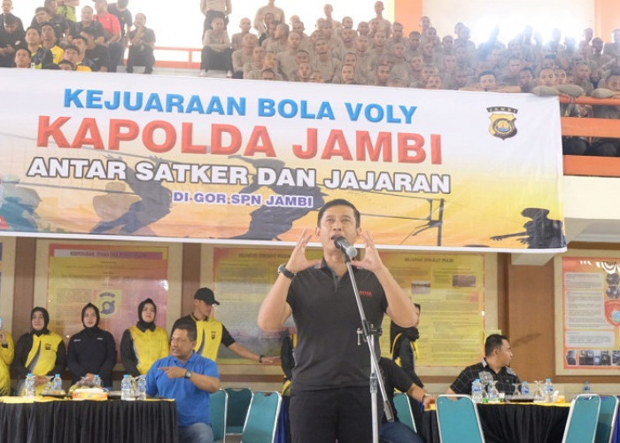 Peringati Hari Olahraga Nasional, Polda Jambi Gelar Kejuaraan Bola Voli Kapolda Jambi