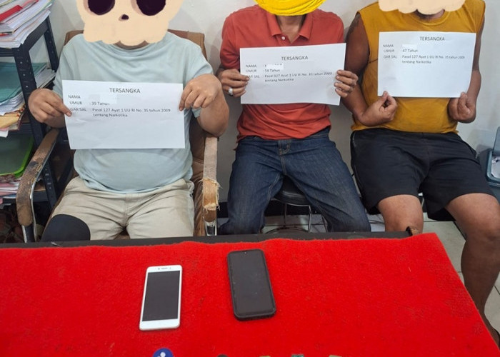 Digerebek Usai Laporan 110, Satresnarkoba Polresta Jambi Amankan Tiga Pria Positif Narkotika di Kota Jambi 