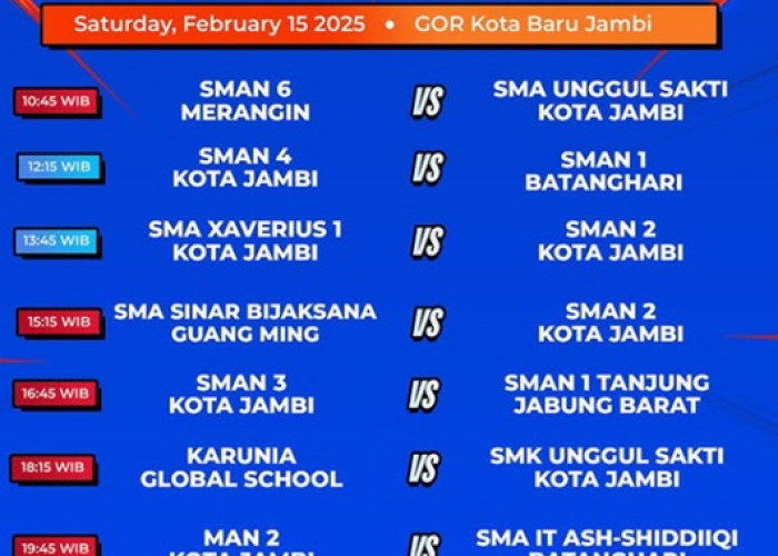 Jadwal Pertandingan Honda DBL with Kopi Good Day 2025 Jambi Hari Sabtu 15 Februari 2025