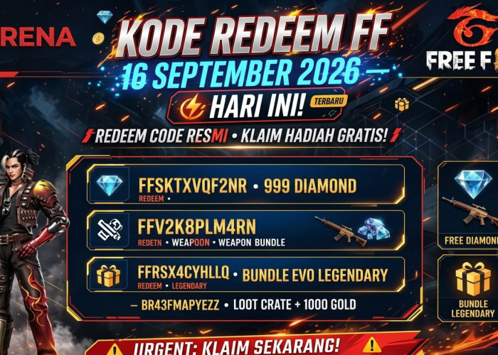 Kode Reedem FF 16 September 2026, Kode Aktif Klaim Diamond dan Skin Gratis!