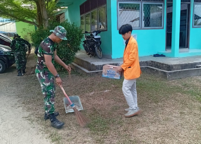 Satgas TMMD ke 121 Kodim 0415/Jambi bersama Mahasiswa Unja Gotong Royong