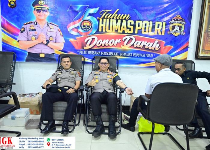 HUT ke-75 Humas Polri, Polda Jambi dan Jajaran Kumpulkan Ratusan Kantong Darah