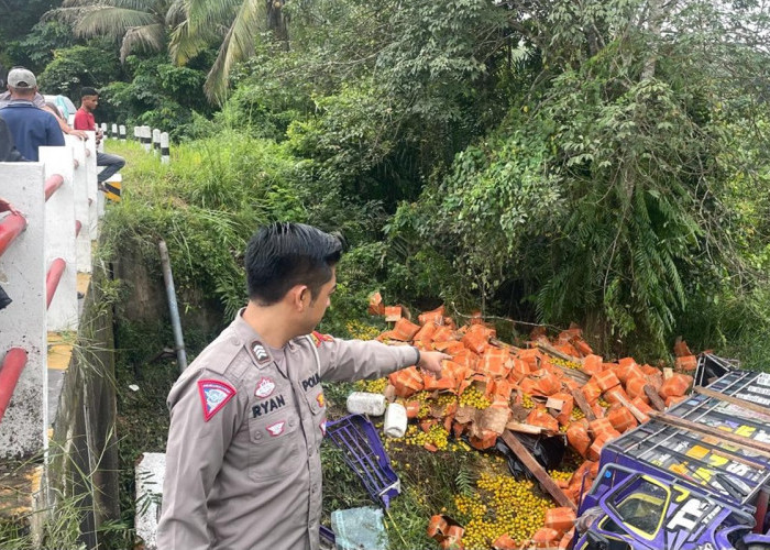 Ngantuk, Truk Pengangkut Jeruk Kecelakaan di Batanghari, Sopir Asal Sumbar Alami Patah Kaki