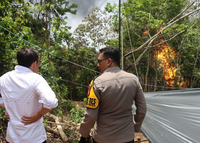 Update Kebakaran Sumur Minyak Ilegal di Tahura Kabupaten Batanghari, Dirreskrimsus Polda Jambi Cek Lokasi