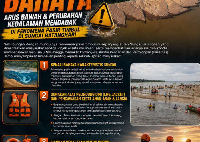 Fenomena Pasir Timbul di Sungai Batanghari, Basarnas Jambi Ingatkan Bahaya Arus Bawah