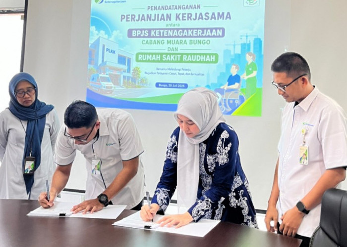 BPJS Ketenagakerjaan dan Rumah Sakit Raudhah Teken PKS PLKK serta Perluasan Layanan