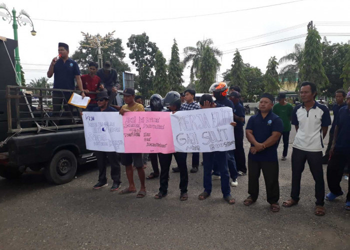Ratusan Massa Aksi Peduli Desa Sungai Buluh Demo di Kantor Bupati dan DPRD Batang Hari