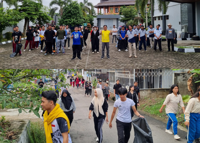 Universitas Terbuka Jambi Gelar Giat Bersih-bersih disekitar Lingkungan Kampus