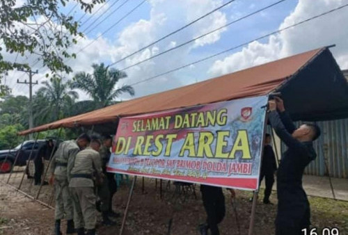 Batalyon B Pelopor Satbrimob Polda Jambi Dirikan Rest Area Untuk Pemudik, Ini Fasilitasnya