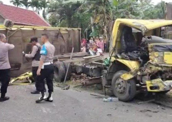 Diduga Mengantuk, Truk Batu Bara Hantam Fuso di Kabupaten Batanghari, 1 Orang Luka-luka