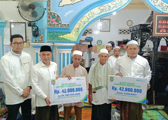 Safari Ramadhan, BPJS Ketenagakerjaan Serahkan Santunan JKM dan Bantuan Pembangunan Masjid di Tanjung Agung
