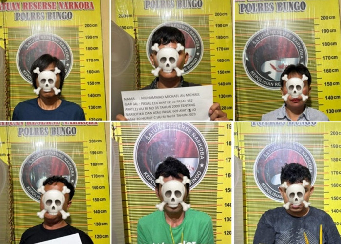 Digerebek Malam Hari! Polisi Amankan 6 Orang di Bungo, Sabu dan Uang Tunai Ikut Disita