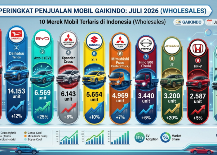 Merek Tiongkok Ancam Dominasi Jepang! Data GAIKINDO Juli 2026:Wholesales Naik 4,5%, Retail Tumbuh 3,6%, 