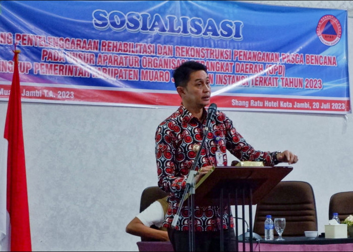 Pj Bupati Muaro Jambi Bachyuni Tutup Sosialisasi Penanggulangan Pasca Bencana 