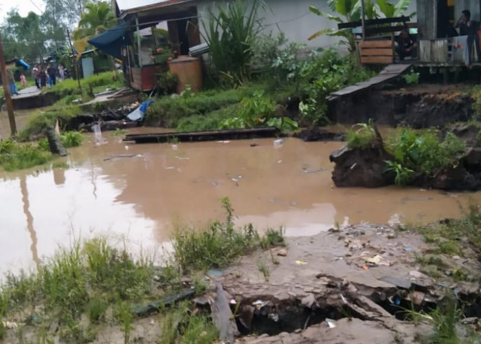 Abrasi Sungai Pengabuan, 4 Rumah di Senyerang Terancam Longsor