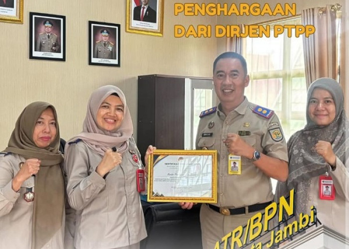 Sukses Jaga Sinergi 3 Tahun Berturut-turut, Kantor Pertanahan Kota Jambi Raih Penghargaan Ditjen PTPP