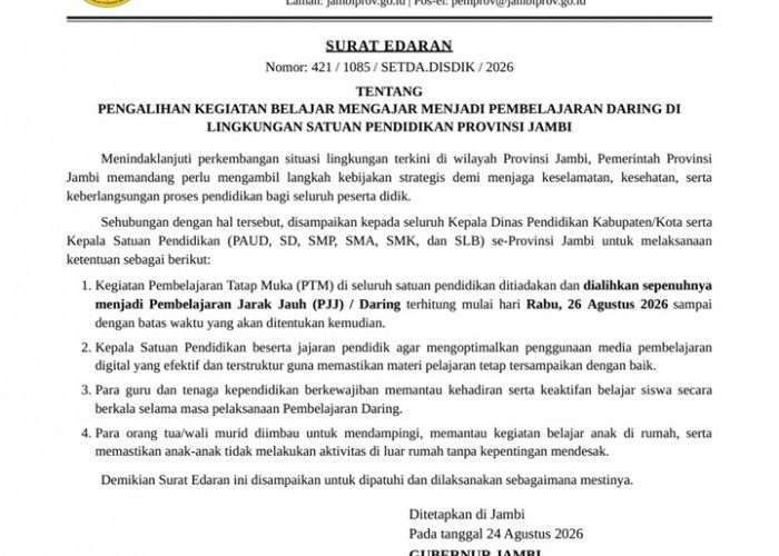 Heboh Surat Edaran Gubernur Jambi soal Sekolah Daring! Kadis Kominfo Provinsi Jambi Ariansyah: Itu Tidak Benar