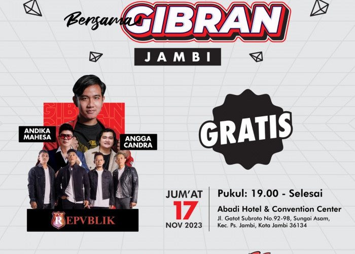 Jumat 17 November 2023, Cawapres Gibran Datang ke Jambi, Gelar Konser Indonesia Maju