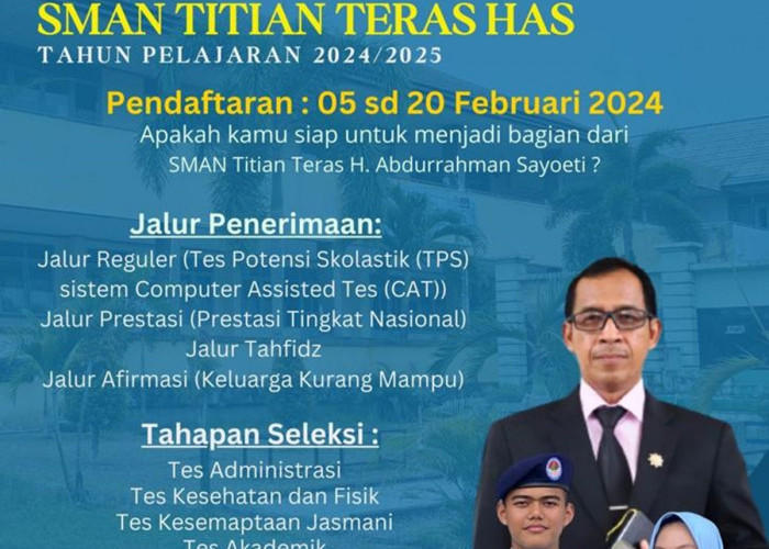 Catat! Ini Jadwal PPDB SMAN Titian Teras Jambi, Segini Daya Tampungnya