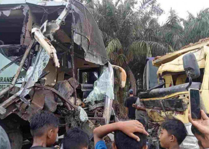 Bus Intra Adu Kambing dengan Truk Canter di Tungkal Ulu, Korban Dilarikan ke Rumah Sakit