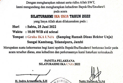 IKA Unja Adakan Silahturahmi Akbar 2022, Catat Tanggalnya 