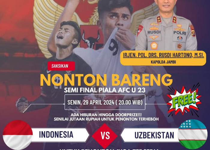 Jangan Lewatkan, Polda Jambi Gelar Nobar Piala Asia U-23 Indonesia Vs Uzbekistan