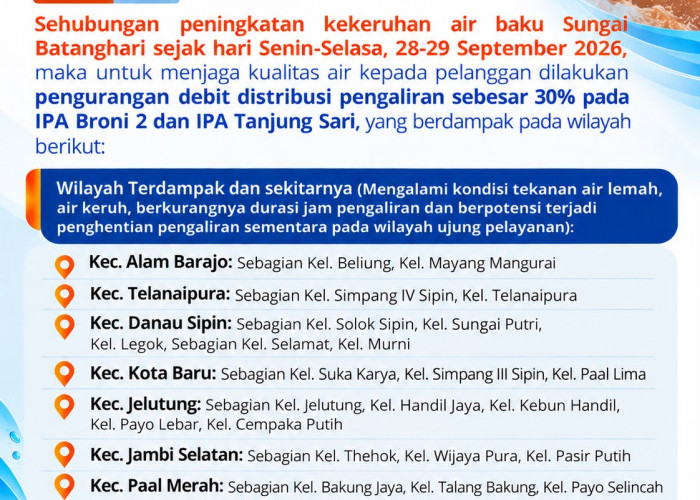 IPA Broni 2 dan Tanjung Sari Kurangi Distribusi, Warga Diminta Hemat Air