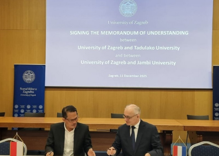 UNJA Teken Kerja Sama Internasional dengan Universitas Zagreb Kroasia, Perluas Riset dan Pertukaran Akademik