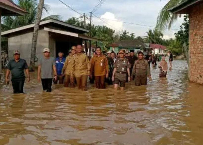 Bupati Hurmin Tinjau Desa Ladang Panjang Yang Terdampak Banjir, Warga Diminta Tetap Waspada